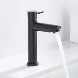 Bathroom Sink Faucets Black Basin Faucet Stainless Steel Single Cold Kitchen Mixer Taps Accessories