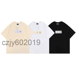 Kith krótko-rękawoeved T-shirt Summer 2022 Nowy luźny koreańska wersja HARAJUKU WITR STRON Red Print Wszechstronny TrendXymq