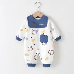 Rompers Winter Born Baby Clothes Korean Style Baby Boys Rompers Warm Cotton Baby Girls Jumpsuit Clothing Spädbarn Kids Onesies Outfits 230812