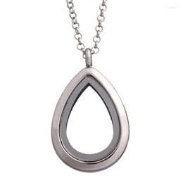 Kedjor 4st/Lot Water Drop Openable Magnetic Glass Locket Halsband Pendant med kedja för kvinnliga smycken födelsedagspresent