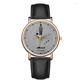 Wristwatches Fashion Quartz Watch For Girl Genuine Leather Ladies Round Dial Waterproof Moda Clock Reloj Hombre