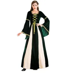 Robe Médiévale Velours Pour Femme - Manches Trompette, Taille Haute, Longueur Genou - Style Vampire, Princesse, Halloween