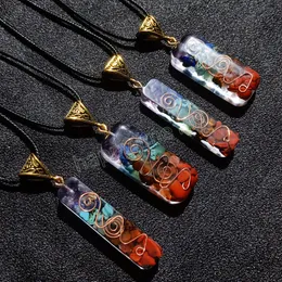 Reiki Healing 7 Chakra Orgone Colorful Coinfant Necklace Amulet Amulet Naturale Orgone Orgone Crystal Energy Collane per uomini Regalo per uomini