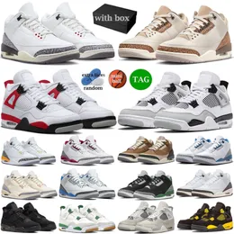 4s With box basketball shoes men jumpman 4 White Cement fire red Palomino Racer Blue Dark mocha Military Black Pine Green Black Cat trainers mens sports sneakers