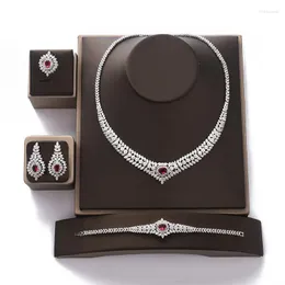 Halsbandörhängen Set smycken Hadiyana Temperament Färgglada stenarmband och ringkvinnor Bröllopsfest CNY0039 Bisuteria