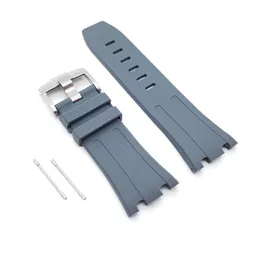 28mm - 24mm Grey Rubber Band Strap For AP Royal Oak Offshore 42 mm Watch