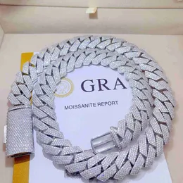 Buzlu Out Pass Diamond Tester 925 STERLING Gümüş Kolye VVS Moissanite Küba Bağlantı Zinciri