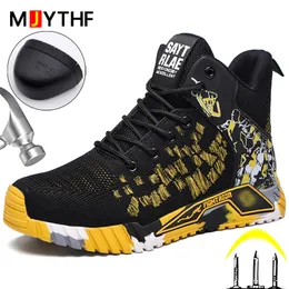 Safety Shoes Fashion Men Work Safety Boots Anti-smash Anti-puncture Work Sneakers High Top Safety Shoes Men Indestructible Work Boots 230812