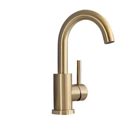 Brushed Gold Bathroom Basin Faucet Cold And Hot Sink Mixer Sink Tap Single Handle Deck Mounted Bathroom Faucet