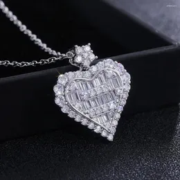 Pendant Necklaces Modyle Luxury Cubic Zirconia Heart Necklace Silver Color CZ Crystal Women Gift Fashion Jewelry