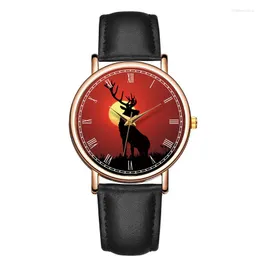 腕時計ファッション女性用ライトクォーツ腕時計ムースシャドウフェマレクラシックラウンドダイヤルウォッチ本革の防水