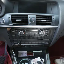 Tampa de decoração de painel de painel CD de estilo de estilo de fibra de carbono para BMW X3 F25 2011-17 Decalques internos do carro ABS207J