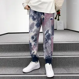 Herrbyxor tie-dye kamouflage par lös bomull casual höst mode mens sweatpants hip hop streetwear byxor fjäder leggings