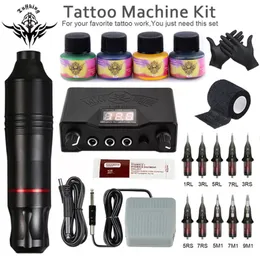 Tattoo Machine Professional Pen Complete Set Cartridge Nybörjare Tatueringar Nålkrämpaket för kroppskonstfärg leveranser 230814