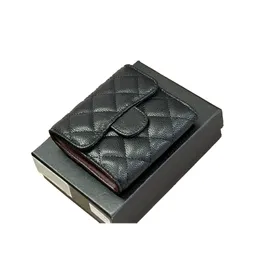 Herrkvinnor Designer plånböcker Ny modeskålkaviar Sheepskin Real Leather Luxury Wallet Clutch Bags Channel Purse Classic Money Wallet Card Holder