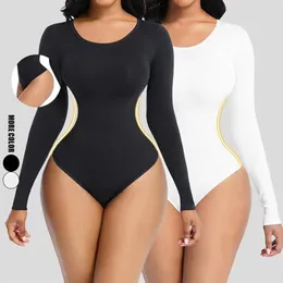Waist Tummy Shaper LMYLXL Fajas Colombianas Sexy Neck Bodysuit Long Sleeve Thong Shapewear Women Tummy Control Body Shaper Bodycon Jumpsuit Tops 230814