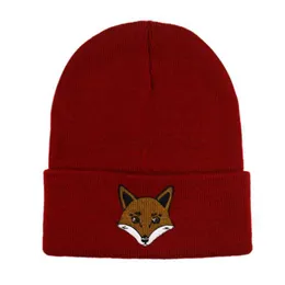 Berretto/teschio berretto Winfox Nuovo ricamo animale ricamo a maglia cappello da berretto Cappelli caldi per le donne Gorra Hip Hop Skull Bonnet Fox Caps