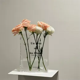 VASES BOOKSACRYLIC VASE透明花Vase Home Decoration Nordic Europe Modern Hydroponic Desktop Ornament Creative Gift 230812