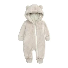 Baby jumpsuits in autumn and winter baby clothes climbing clothes thick warm newborn flannel going out to wear plush clothes