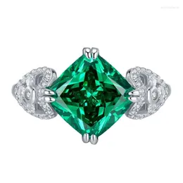 Cluster Rings SpringLady Vintage 925 Sterling Silver 10MM Emerald High Carbon Diamond Gemstone Wedding Party Butterfly Ring Fine Jewelry