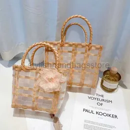 Shoulder Bags Imitation rattan woven ins transparent jelly bag portable beach bag new plastic woven bag women's portable cabbage basketstylishhandbagsstore