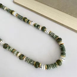 Chains Handmade Natural Stone Green Dot Jade Artificial White Turquoise Southern Necklace For Women Unique Design