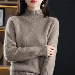 Women's Sweaters Wool Sweater Half-Neck Pullover Loose Knit Bottoming Shirt Autumn Winter Long Sleeves Soft Cashmere Korean Tops