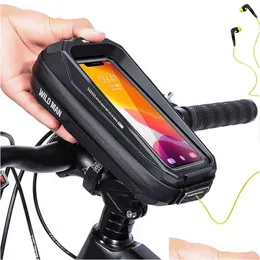 Panniers Bags Bicycle Phone Holder Mount Bike Support Case Handerbar Waterproof Frame Top Tube Mtb Tools Accessories Wild Man 2211 Dhms8