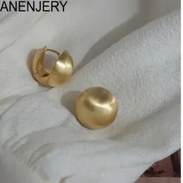 Stud ANENJERY Frosted Goldplated Brushed Spherical Hoop Earrings for Women Retro Unique Creative Versatile Accessories brincos 230814