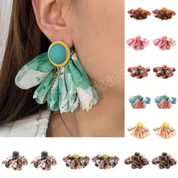 Sommer neue trendige Stoff Blütenblume Quasten große Ohrringe für böhmische Frauen Statement Schmuck Urlaub Strand Dangle Ohrringe