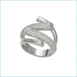 Ringar överdriven design Siery Zircon Cross för kvinna koreanska modesmycken gotiska partiflickor justerbar ring droppleverans dhiuk