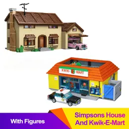 Block Kwik E Mart Dan Supermarket House Model Building Bricks 71016 71006 Mainan Hari Lahir Hadiah Natal 230814