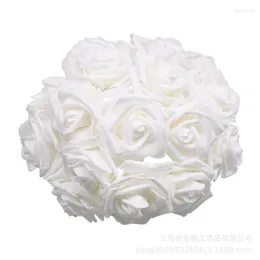 ポールシミュレーション付き装飾的な花50pc 8cm PEフォームローズハンドハンド人工屋外の背の高い花のアレンジ