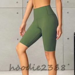 lulus Olive green with other colors Original standard yoga exercise Running fitness High waist hip lift belly shrink quick dry pants women's quarter pants