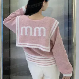Jacquard Letter Women Sweaters Tops With sjal Imitation Mink Hair Pullover Sweet Girl Sticke Hoodie