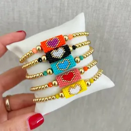 أساور سحر بيع Miyuki Gold و Colorful Beads Swelet تصميم القلب المصنوع يدويًا للنساء مجوهرات الحفلات 230814
