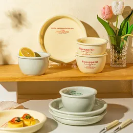 Bowls Solid Color Ceramic Plate Flip Design High-temperature Colored Glazed Salad Bowl Healthy High Temperature Resistance Tableware