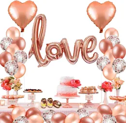 Украшение Воздушные шары из розового золота для свадьбы, детского душа, свадьбы, помолвки, украшения на день рождения, золотой воздушный шар с шампанским и любовью