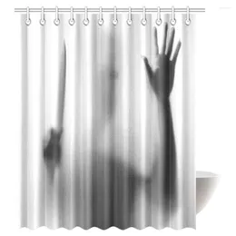 Duschvorhänge Aplysia Halloween Horror Decor Vorhang gefährlicher Mann hinter dem gefrosteten Glas mit einem Messer auf seinem Handbad