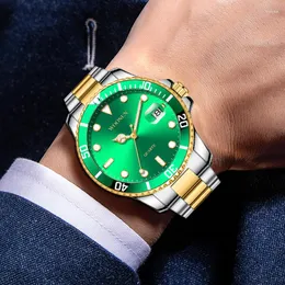 Armbanduhren Mode GMT Rotatable Lünette Watch Men Green Uhren Luminous Dial Auto Date Quarz Reloj Hombre Montre Homme