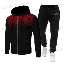 2022 Herren Football Tracksuit Reißverschluss mit Kapuzenjacke + Hosen zweiteiliger Sporttracksanzug Männer Sportbekleidung Kleidung Titelsanztöne T230814