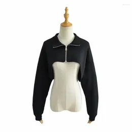 Damen Hoodies Ladies Hoodie Plain Hooded Sweatshirt Pullover Casual Reißverschluss kurzer Sport -Strickjacke Crop Top Long Sleeve