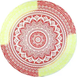 Tapissries Round Beach Handduk Chiffon Fabric Printing Printed Yoga Mat Tassel Tapestry Totem filt Hippy 130cm/51 '