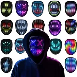 Party Masks Halloween LED Mask Gesture Light Face changing Induction Performance Atmosphere Props 230814