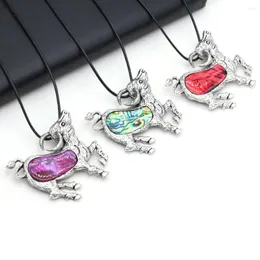 Anhänger Halskette 3pcs Großhandel Preis natürliche Süßwasserschalenlegungslegierung Kuhform Halskette für Schmuckzubehör Charms Geschenk 50x56mmmm