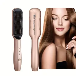 Mini Hair Straightening Comb: Portable, Painless Styling Tool for Straight, Air-Banged & Slightly Curly Hair