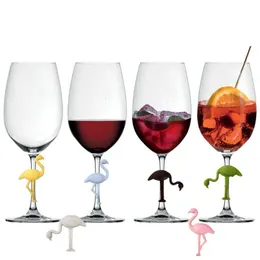 Other Event Party Supplies 6Pcs Set Multicolor Flamingo Shape Wine Glass Markers Drinking Cup Identifier Sign Mark Food Grade Silicone 230814