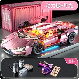 Blocks 1299 PCS Tech 1 14 Pink Racing Sports car building blocks Assemble brick toys for girls birthday presents Christmas 230814