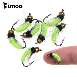 الطعوم السحر Bimoo 6pcs #12 Escent Nymph Scud Bug Worm Fly UV Bead Bead Head Wet Fliestroun