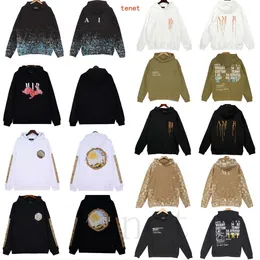 Tasarımcı Moda Lüks Amires Kapüşonlu Kapüşonlu All Star En İyi Sweatshirt Moda Mektubu Benekli Jogging Erkek ve Kadın Kazak Amari Hoodie Çoklu Stiller AC